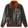 Mens Shearling Collar Black Leather jacket