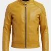 Men's Yellow Cafe Racer Leather Jacket