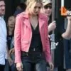Gigi Hadid Pink Biker Leather Jacket