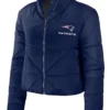 New England Patriots Blue Cropped Puffer Jacket