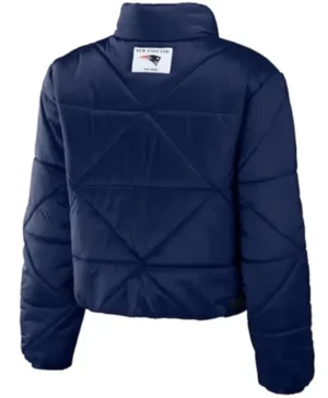 New England Patriots Blue Puffer Cropped Jacket