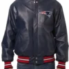 New England Patriots Navy Leather Varsity Jacket