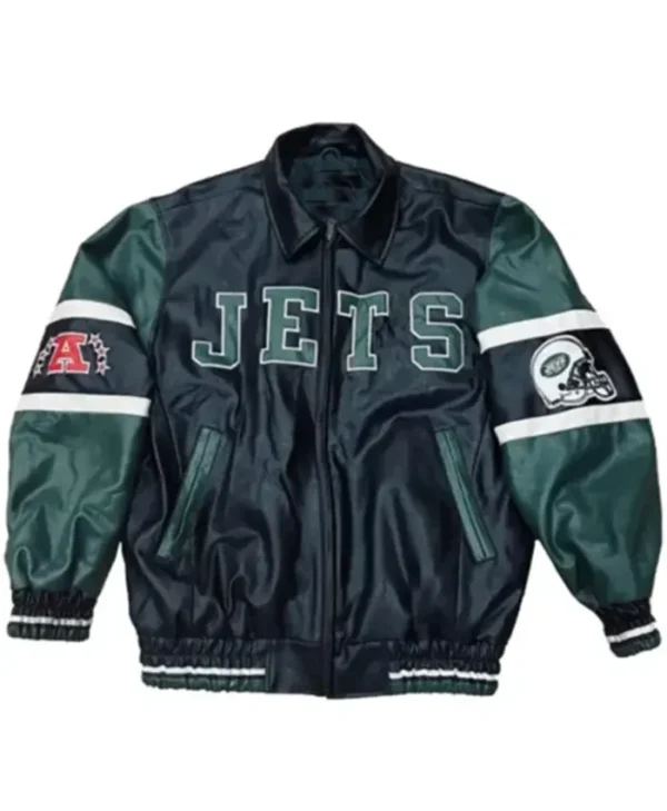 New York Jets Green And Black Leather Jacket