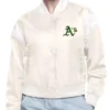 Oakland Athletics Printed Logo Cream Varsity Jacket