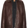Oversized Brown Leather Jacket