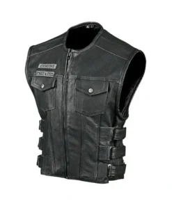 Shop Buy Dorm Street & Steel Anarchy Black Leather Belted Vest For Women
