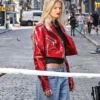 Maybelline Elle Quist Red Leather Jacket