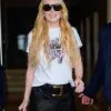 Lindsay Lohan NYC White Graphic Tee