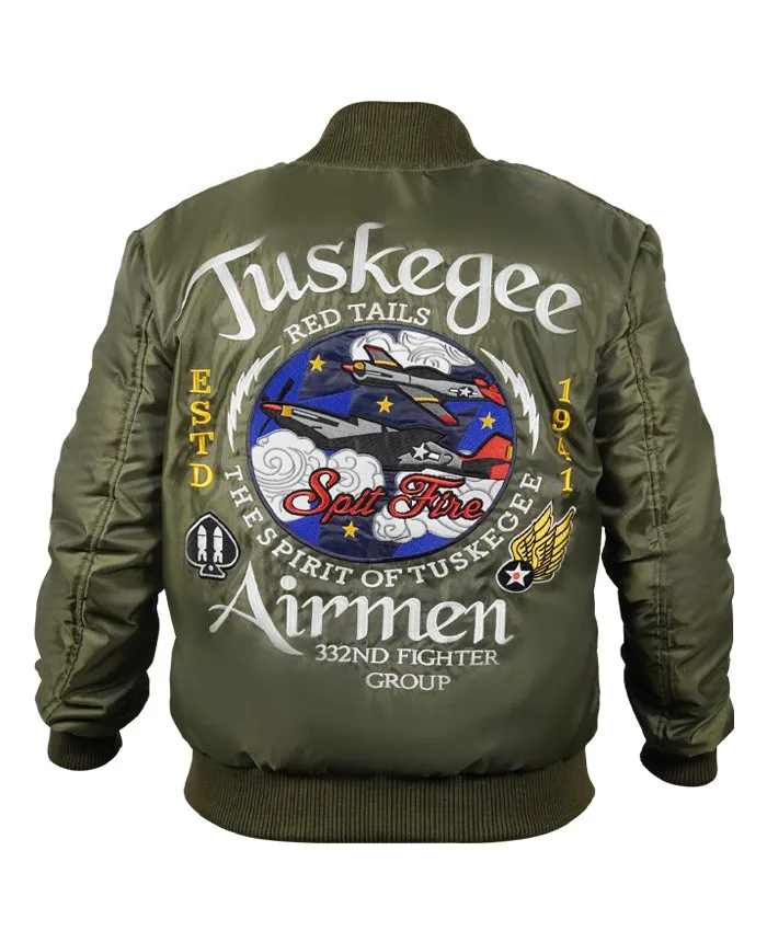Shop Tuskegee Airmen Zip-Up Green Bomber Jacket