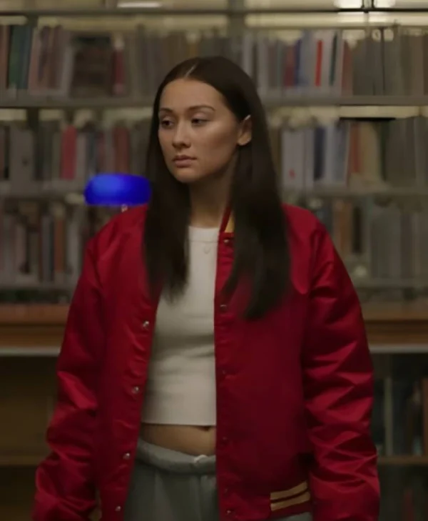 Shop The Summer I Turned Pretty S03 Lola Tung Red Letterman Jacket