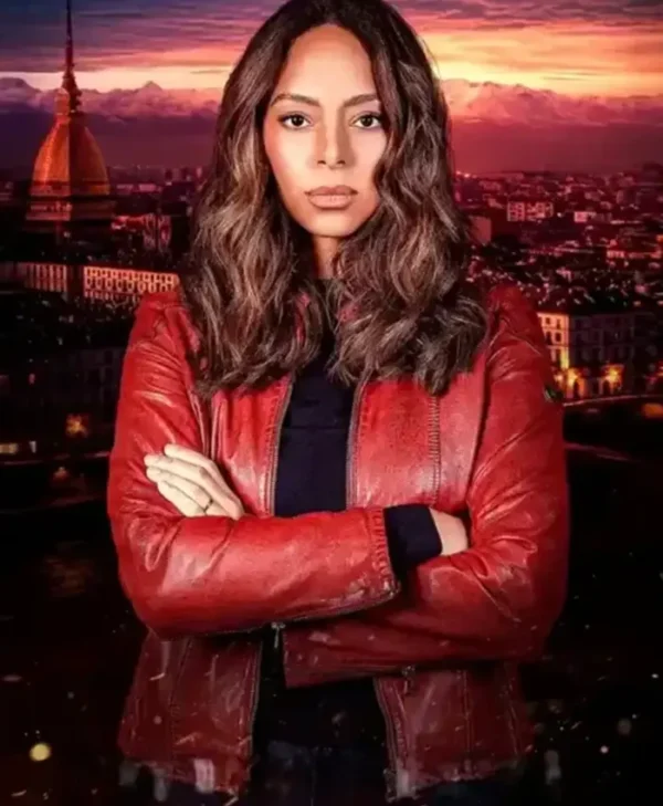 To Get Her 2025 Amber Stevens Red Leather Jacket