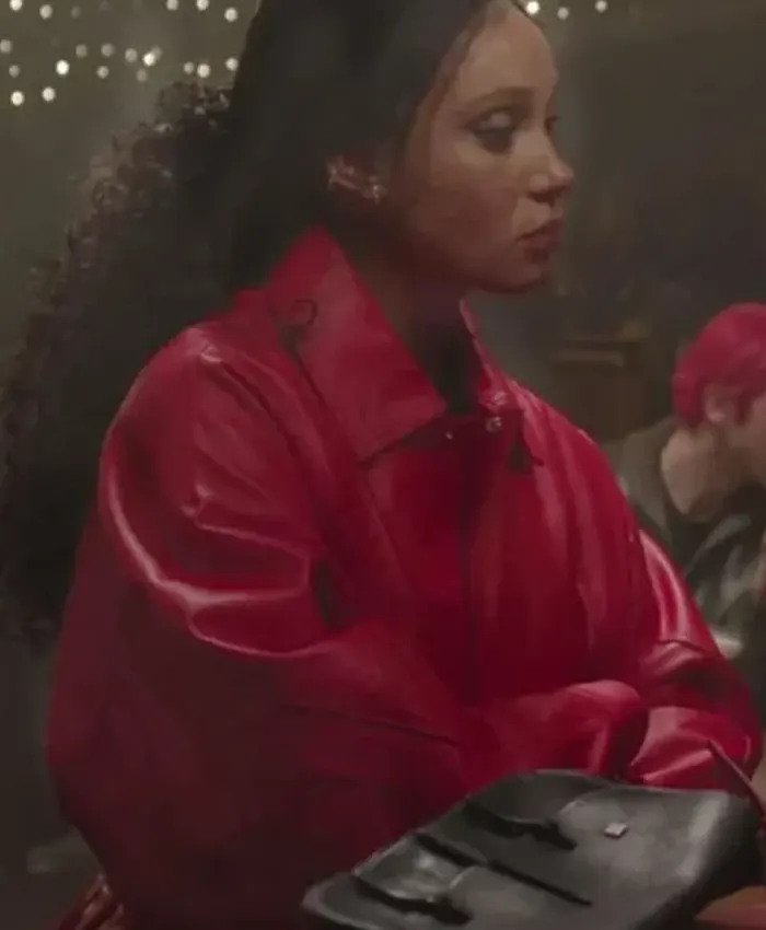 Too Much 2025 Adwoa Aboah Red Leather Jacket