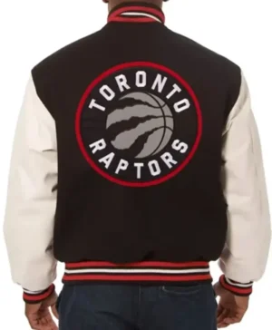 Toronto Raptors White And Black Varsity Jacket