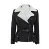 Shop Women’s Black Shearling Belted Leather Jacket