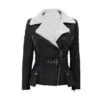 Shop Women’s Black Shearling Belted Leather Jacket