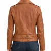 Women’s Asymmetrical Tan Brown Leather Biker Jacket