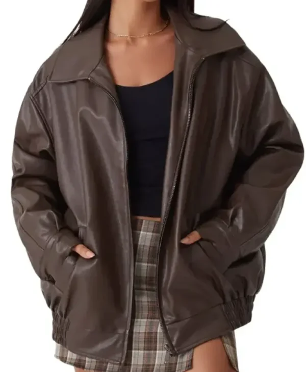 Womens Baggy Brown Leather Jacket