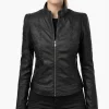 Womens Leather Black Biker Jacket