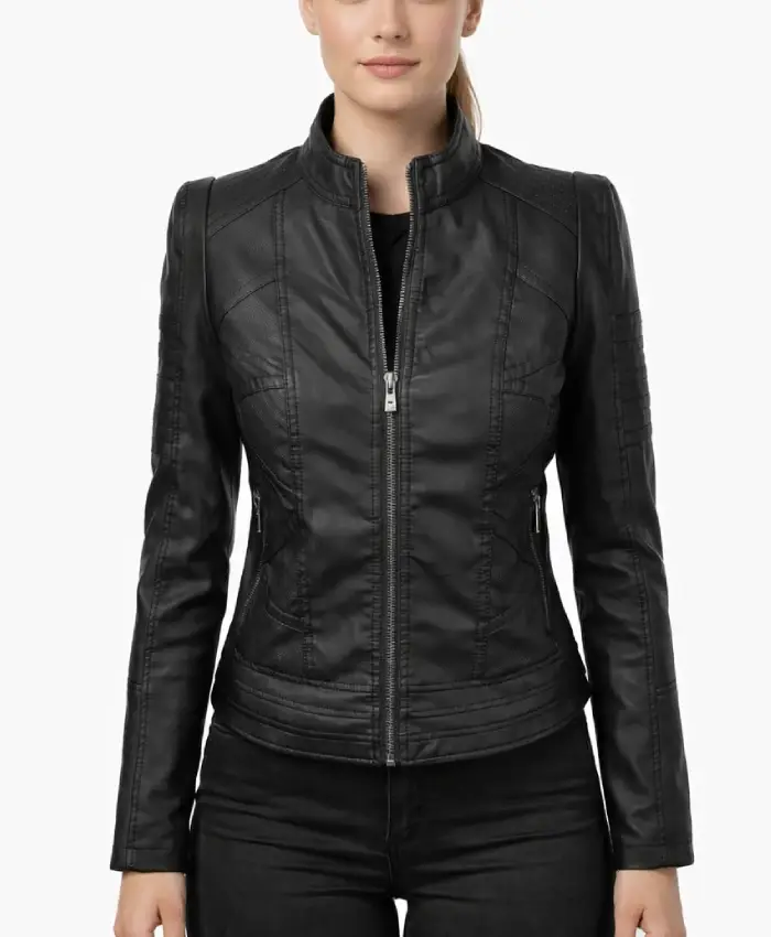 Womens Leather Black Biker Jacket