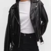 Womens Oversized Effect Biker Leather Jacket