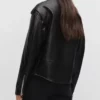 Womens Oversized Effect Leather Biker Jacket