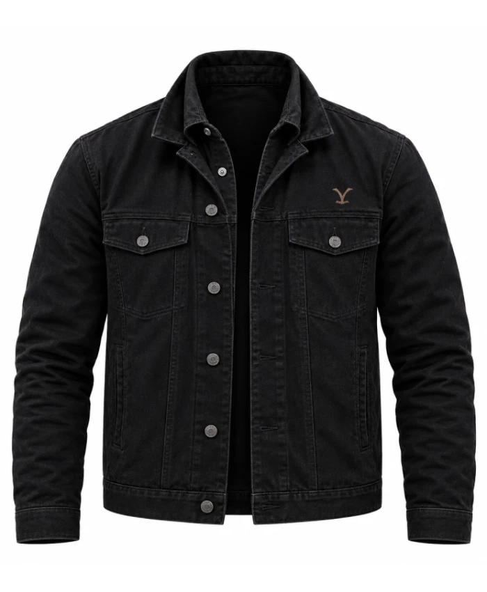 Rip Wheeler Black Cotton Jacket with Shirt Collar