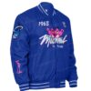 Pink Panther Miami Full-Snap Varsity Blue Satin Jacket