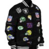 All Teams NFL Logo Patches Black Bomber Cotton Jacket