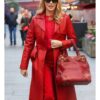 Shop Actress Amanda Holden Red Trench Leather Coat