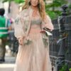 Carrie Bradshaw TV-Series And Just Like That S3 Sarah Jessica Parker Floral Applique Mesh Coat