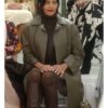Sarita Choudhury And Just Like That S03 Seema Patel Olive Green Leather Coat