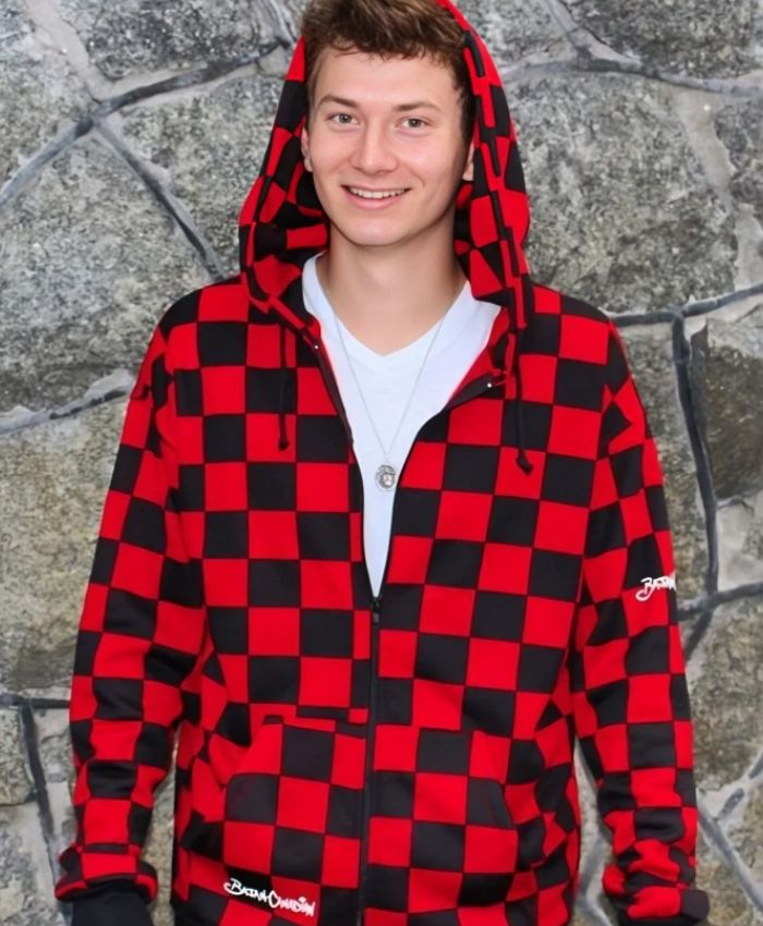 Bajan Canadian Bajan Canadian Checkerboard RedBlack Hoodie – Unisex