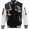 Classic Rib Baltimore Ravens Mashup Varsity Wool Leather Jacket