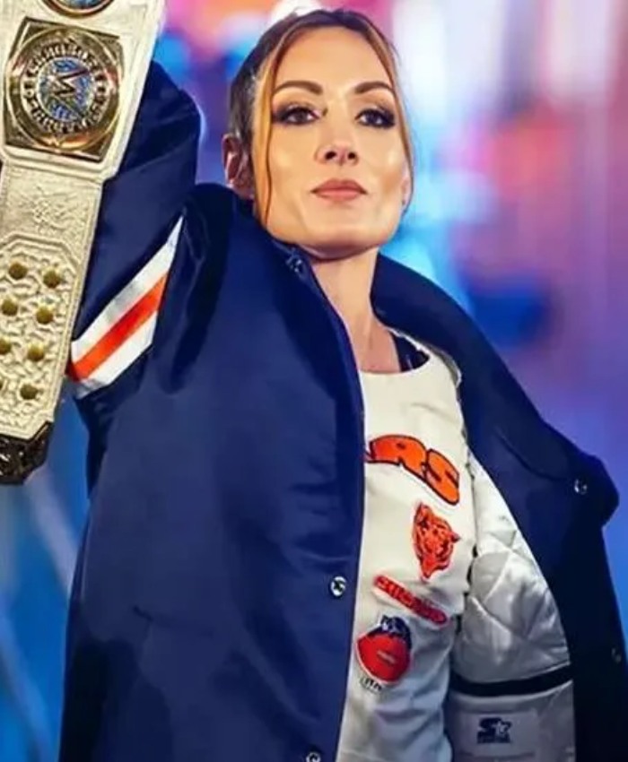 Monday Night RAW Becky Lynch Chicago Bears Blue Bomber Jacket
