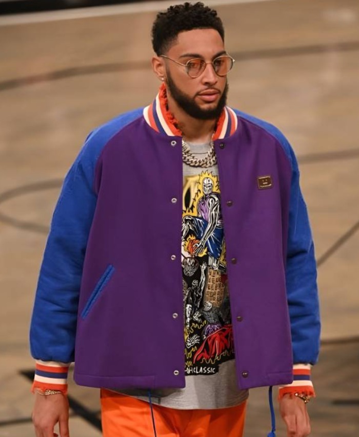 Shop Basketball Team NBA Brooklyn Nets Ben Simmons Jacket - PurpleBlue