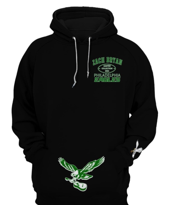 Unisex Zach Bryan Philadelphia Eagles Black Hoodie