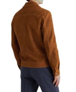 Mens Brown Suede Leather Trucker Jacket
