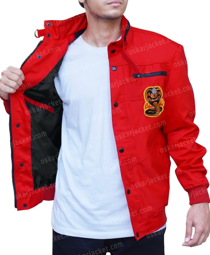 Red Cobra Kai Snake Logo Patch Cotton Jacket