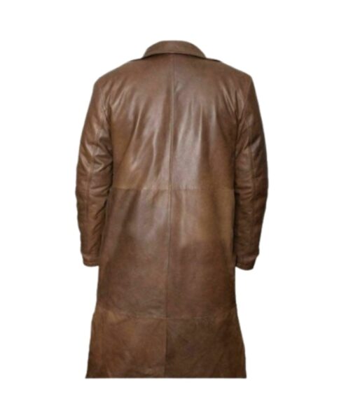 Leather Trench Coat in Brown
