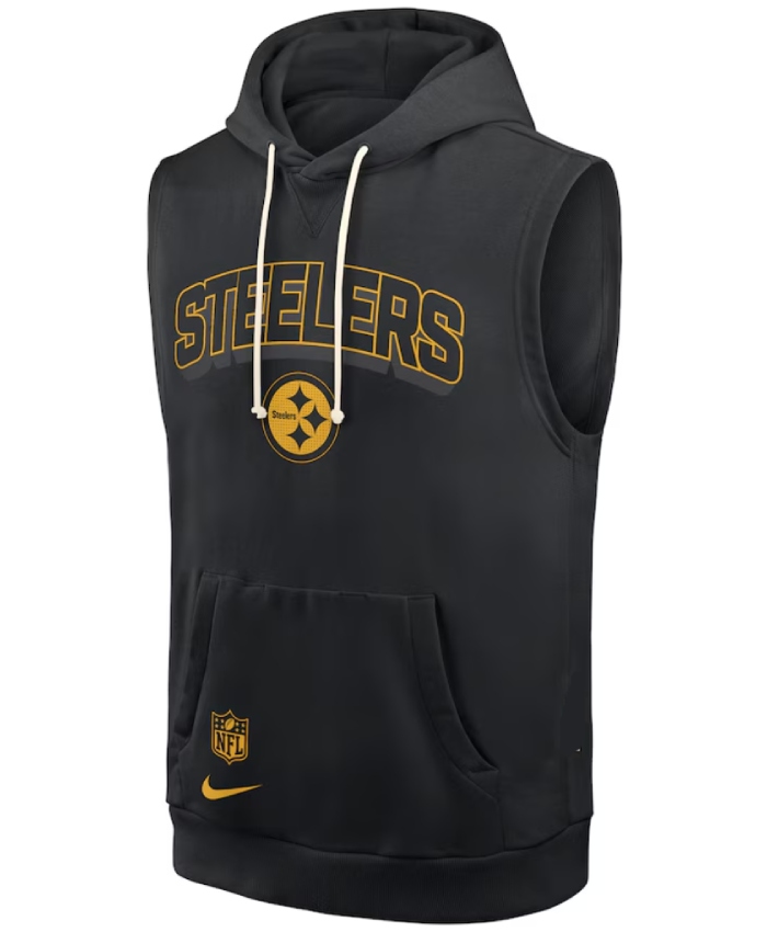Get The Mike Tomlin Pittsburgh Steelers Black Sleeveless Hoodie