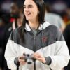 Shop WNBA Caitlin Clark Indiana Fever Logo Windrunner White and Grey Hooded Jacket
