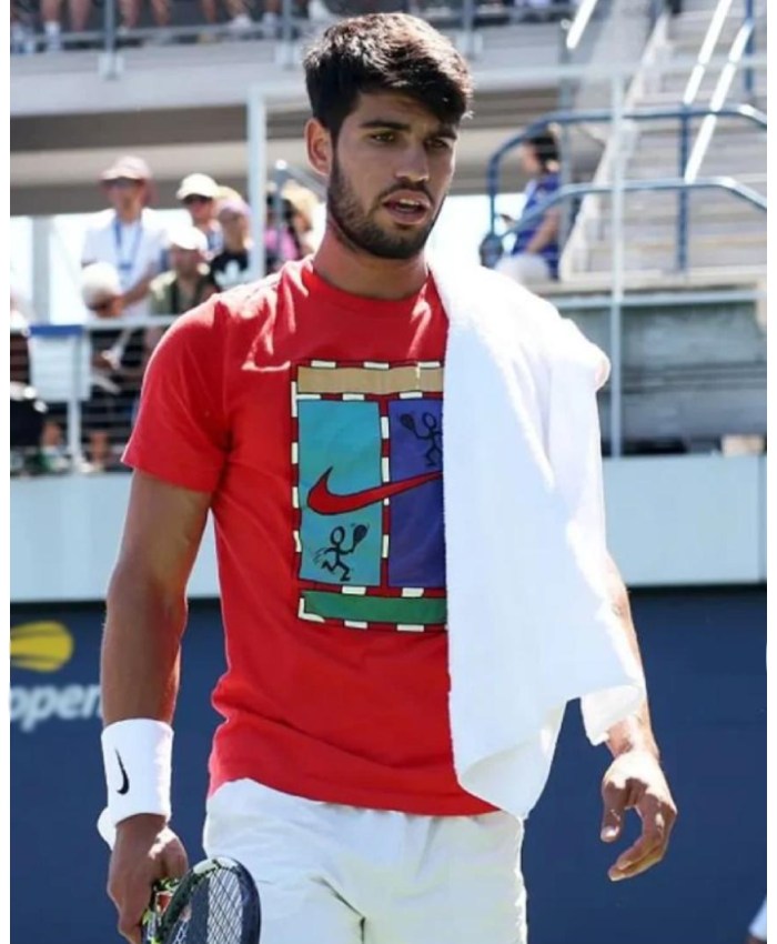Carlos Alcaraz 2025 US Open Red Crew-Neck T-Shirt