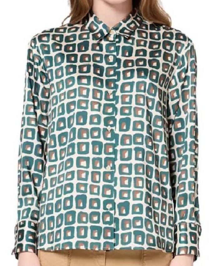 Leanne S01 Kristen Johnston Geometric Print Shirt