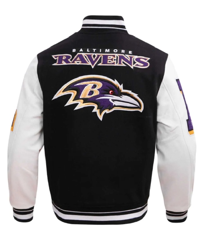 Baltimore Ravens Mashup Black and White Varsity Jacket