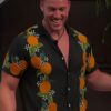 Perfect Match S03 Clayton Echard Camp Collar Button Up Oranges Tropical Shirt In Black