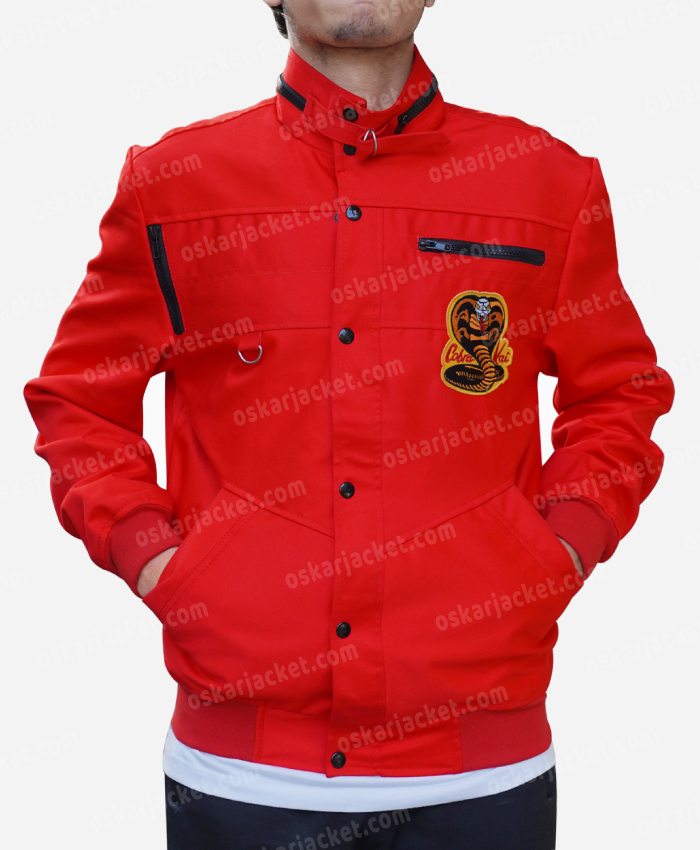 Shop Cobra Kai Snake Logo Red Cotton Jacket