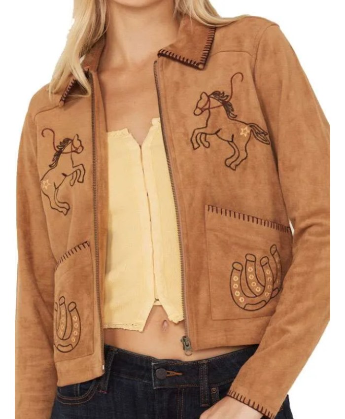 Buy the Courtney Steeves Brown Leather Jacket