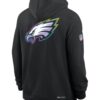 Philadelphia Eagles 2025 Dri-Fit Crucial Catch Black Pullover Hoodie