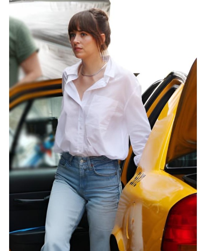 Materialists 2025 Dakota Johnson White Shirt