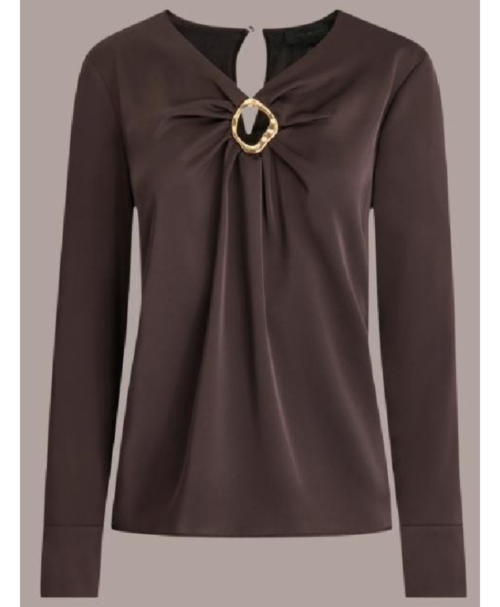 The Young And The Restless Susan Walters Brown Metal Keyhole Blouse
